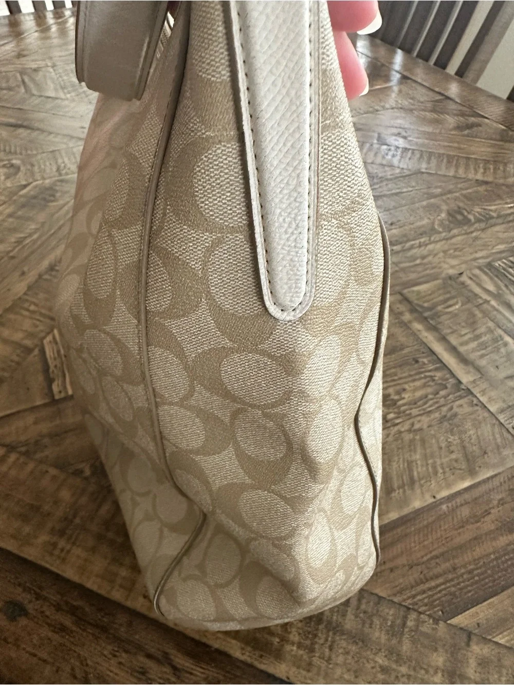 Coach Celeste Signature CC Hobo Shoulder Bag Light Khaki Chalk Circa 2015